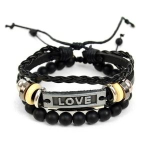 Genuine Leather & Natural Stone Bracelet